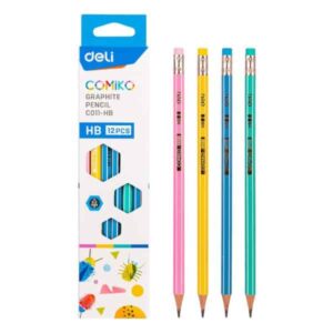 סט 12 עפרונות HB + מחק קומיקו deli