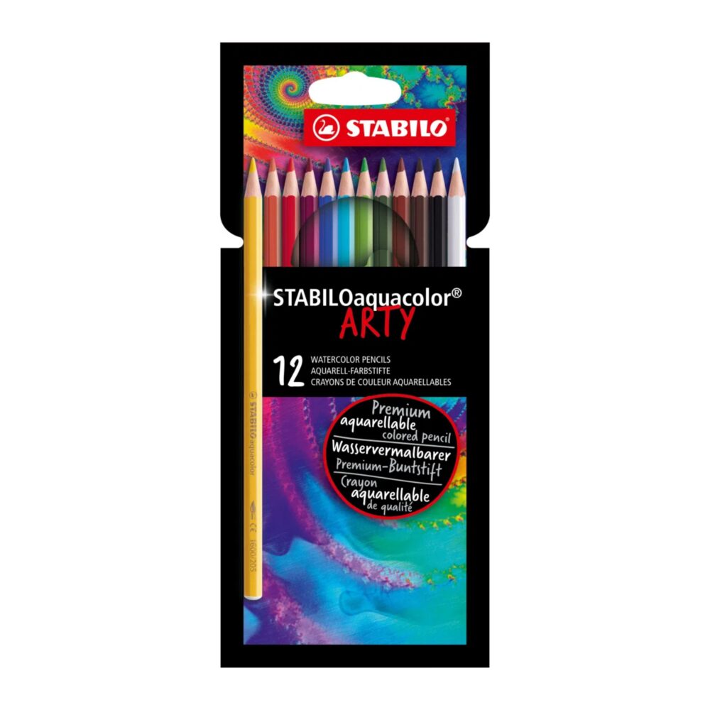 סט 12 עפרונות צבעוניים Stabilo ARTY aquacolor