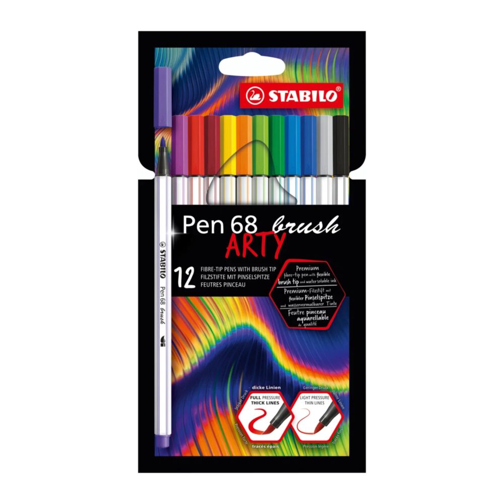 סט 12 טושים 68 מכחול Stabilo ARTY Pen 68 brush