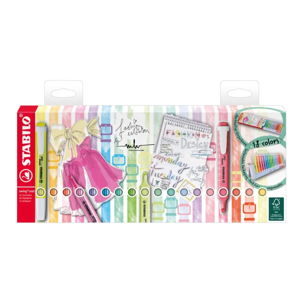 טוש זוהר סט 18 יח' סטבילו SWING COOL