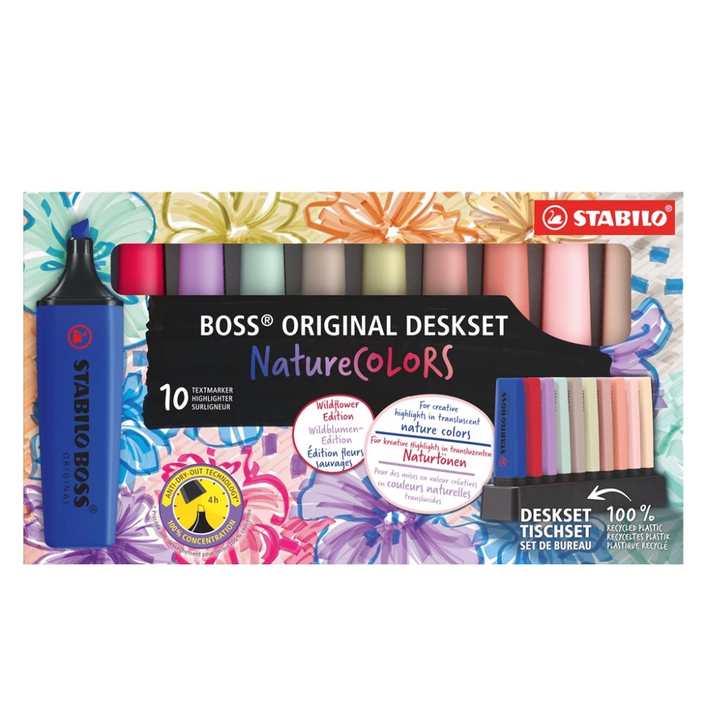 סט 10 מדגישים STABILO BOSS NatureCOLORS פרחי בר