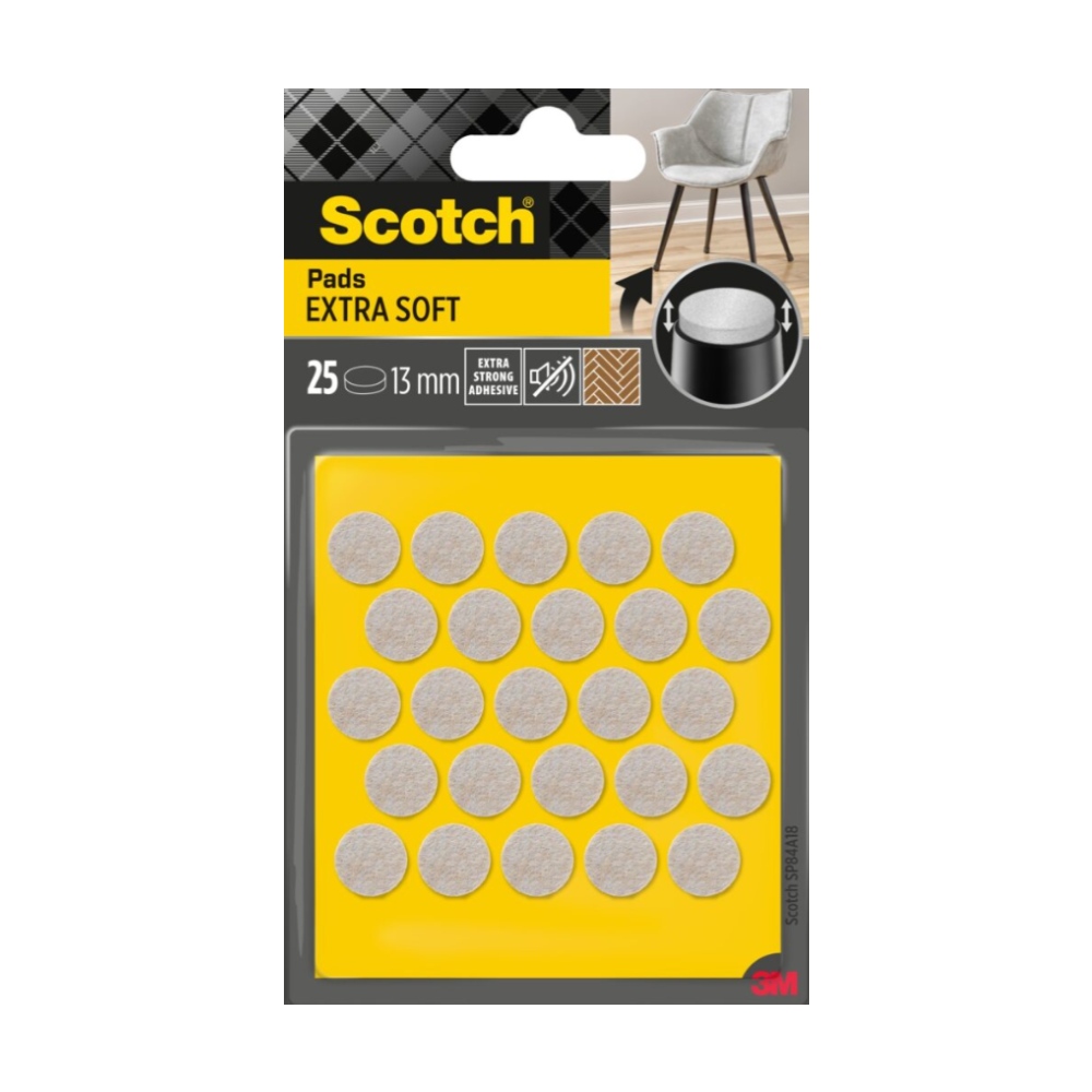 סקוטש רפידות לבד עגולות רכות במיוחד 13מ''מ 25יח'