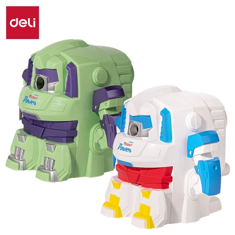 מחדד שולחני רובוט לבןירוק EH512 deli מחדד שולחני רובוט לבןירוק EH512 deli