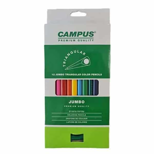 סט 12 עפרונות צבעוניים ג'מבו קמפוס