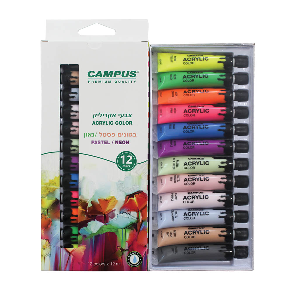 צבעי אקריל טיוב 12 מ''ל פסטלנאון
