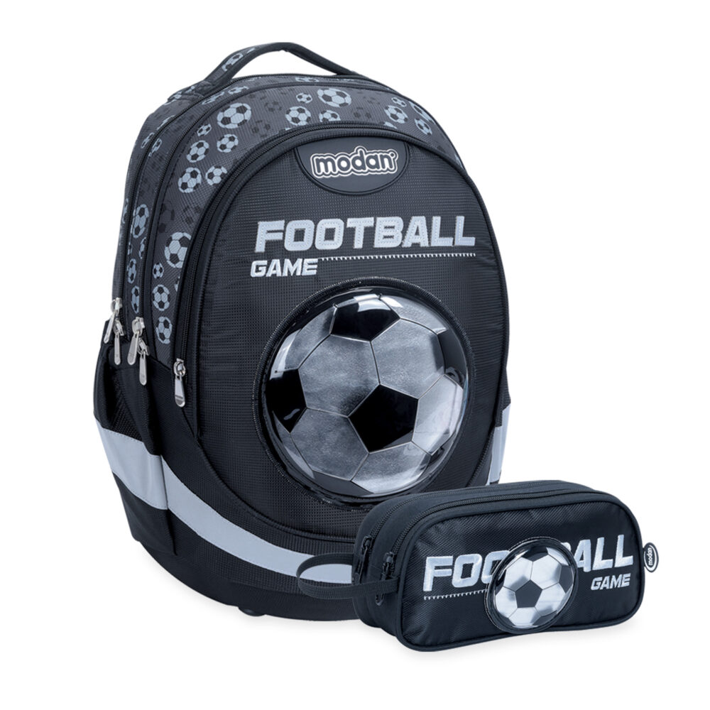 תיק אורטופדי וקלמר כדורגל שחור כדור לבן