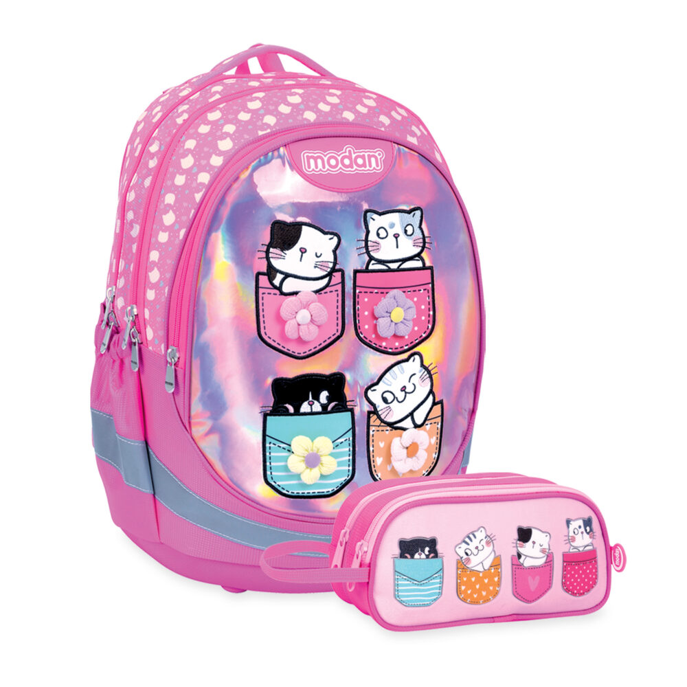 תיק אורטופדי וקלמר ארבעה חתולים בכיס