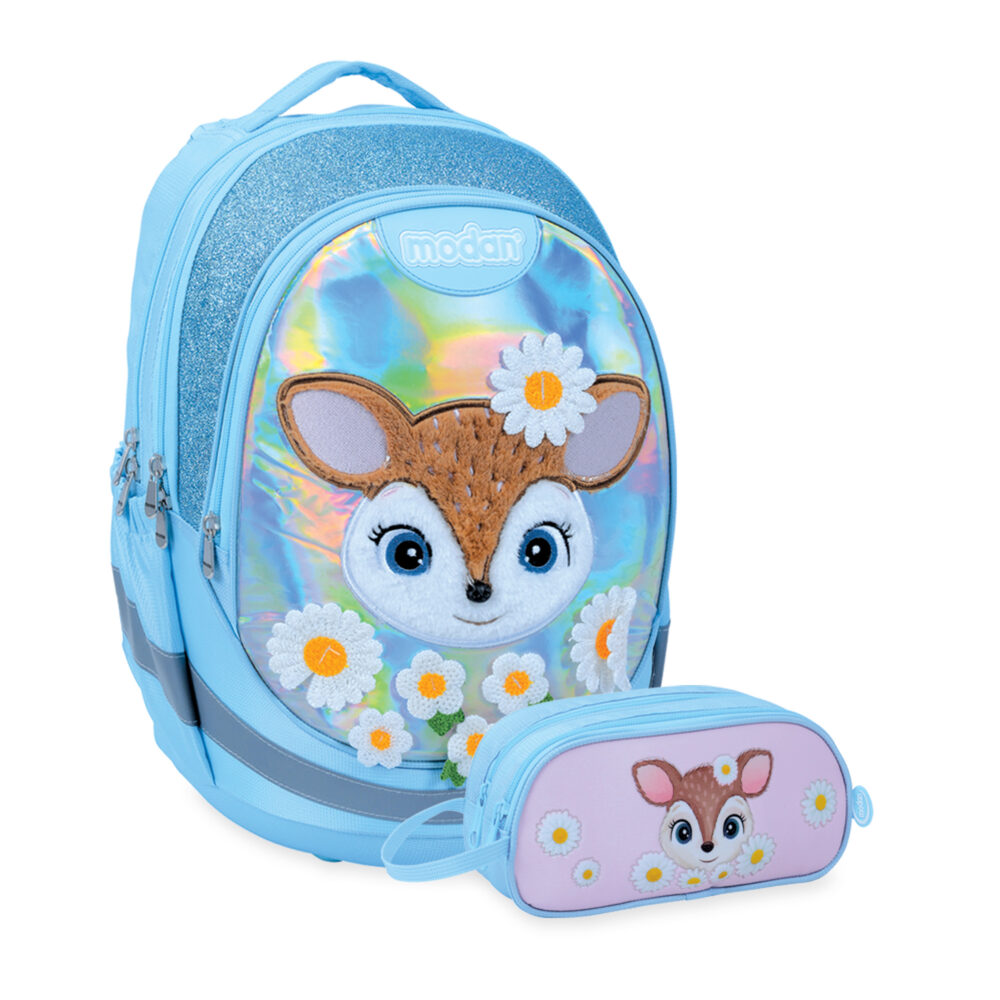 תיק אורטופדי וקלמר במבי רקע תכלת