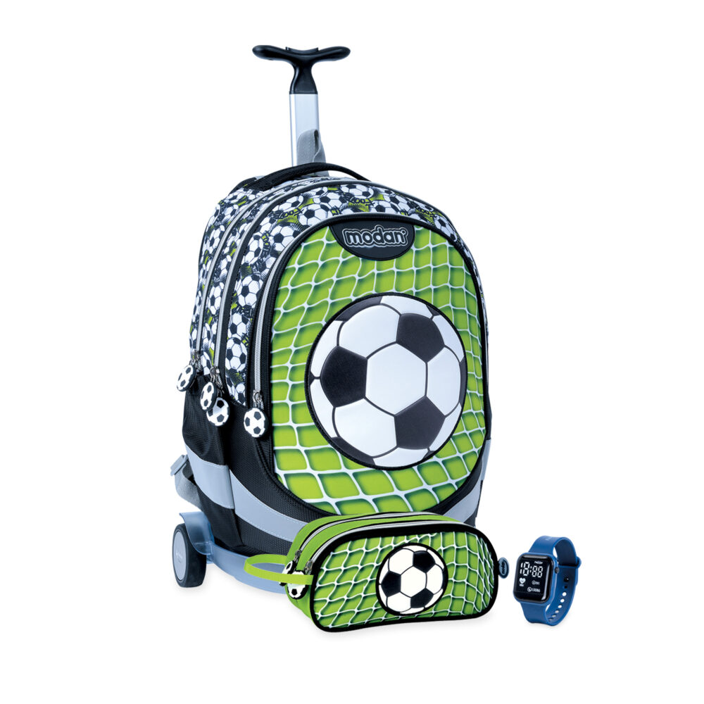 תיק טרולי וקלמר כדורגל ברשת ירוק