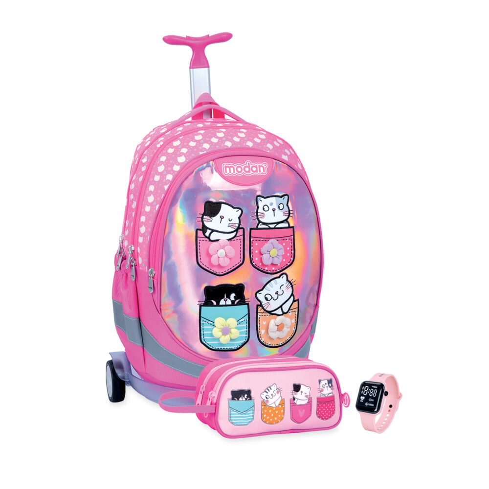 תיק טרולי וקלמר ארבעה חתולים בכיס