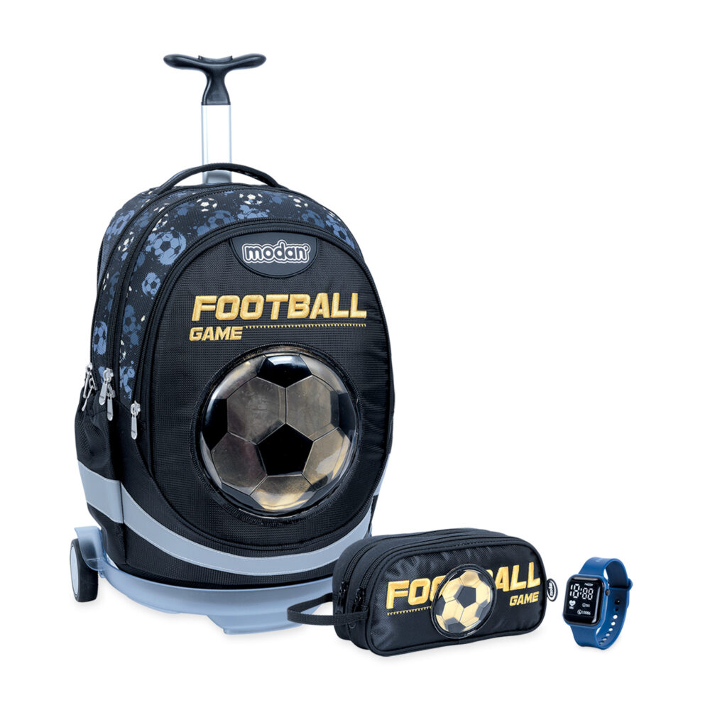 תיק טרולי וקלמר כדורגל שחור כדור זהב