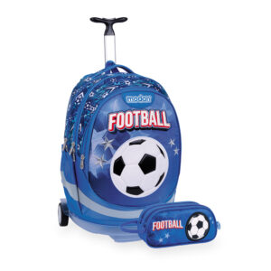 תיק טרולי וקלמר כדורגל כוכבים FOOTBALL באדום