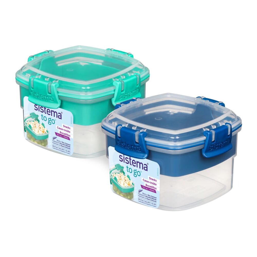 טו גו אחסונית מרובעת 400 מ"ל מחולקת לקרקר+תוספת