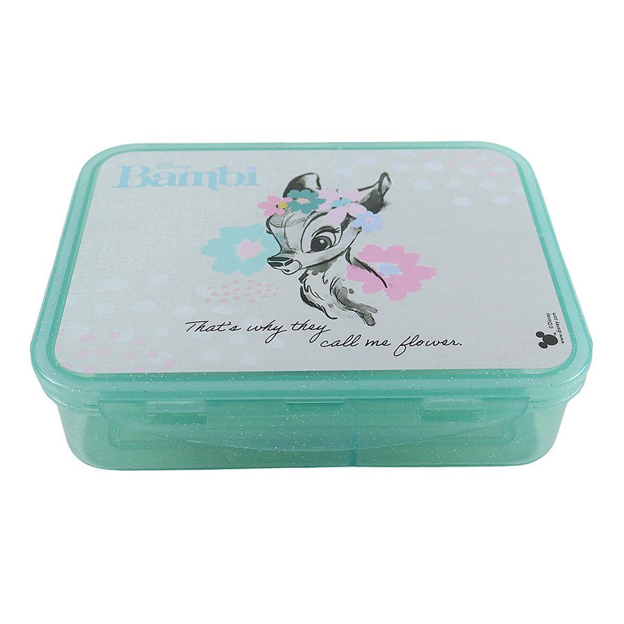 קופסת אוכל מחולקת 4 קליפסים במבי